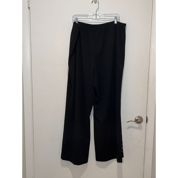 Marina Black Pearl Embellishments Studded Wide-Leg Pants Women's Plus Size 2X - Picture 6 of 13